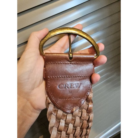 *SOLD*  16 18 Large, wide brown leather belt, woven, w. Brass Buckle by CREW - Picture 5 of 10